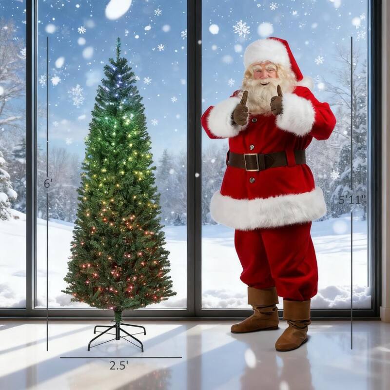 6 Foot Artificial Christmas Tree with 240 LED Lights and Remote Control - Green