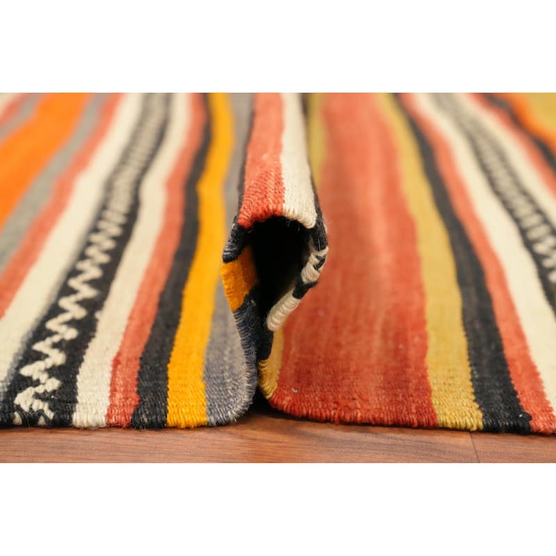 Hand Woven Oriental 100% Wool Carpet Southwestern Tribal Multi-Colored Kilim Area Rug - 11' 0'' X 5' 0''