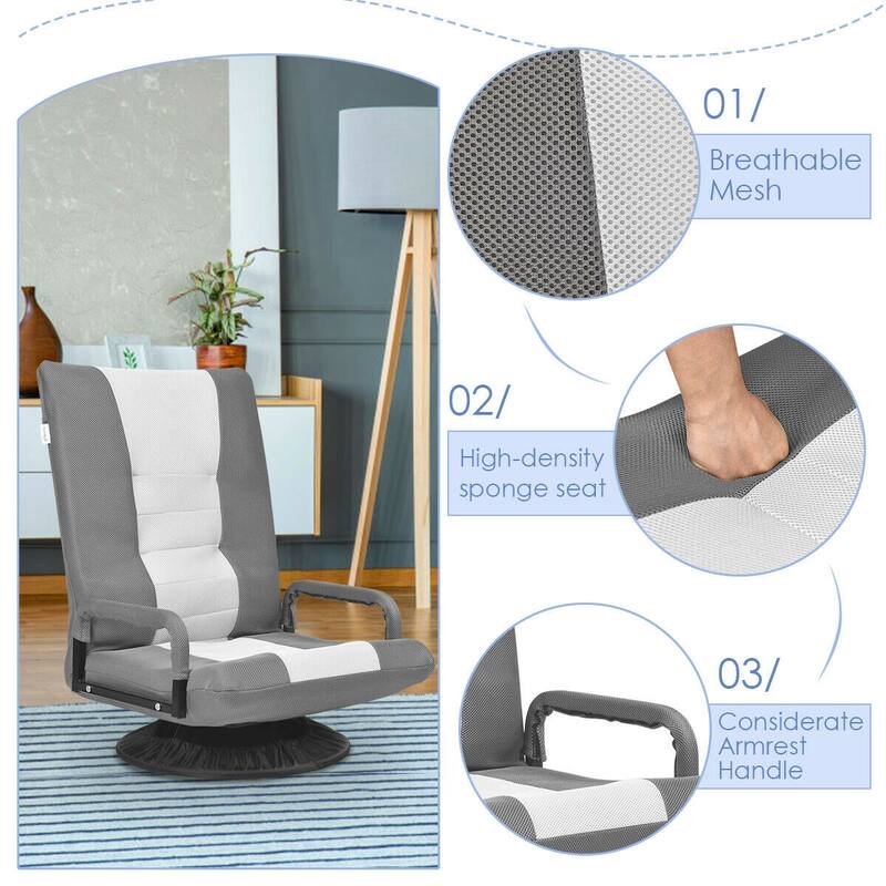 Gymax Gaming Floor Chair Folding Lazy Sofa 6-Position Adjustable - See Details