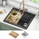 preview thumbnail 81 of 146, KRAUS Bellucci Workstation Topmount Drop-in Granite Kitchen Sink 25" L x 22" W - Metallic Black