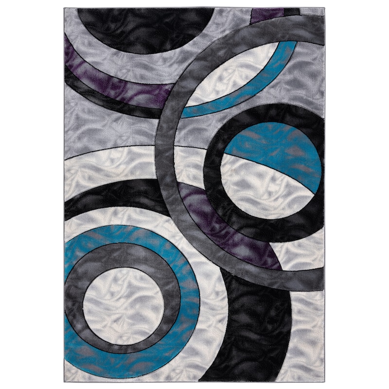 Orelsi Collection Abstract Area Rug - 3'9" x 5'9" - Grey/Blue/Purple