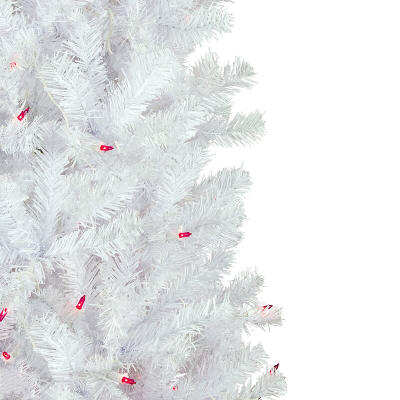 6.5' Woodbury White Pine Pencil Artificial Christmas Tree, Pink Lights - 6.5 Foot