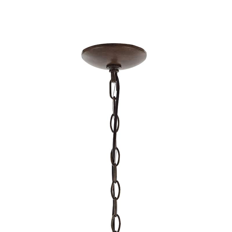 Sofia 25" 6-Light Midcentury Farmhouse Iron LED Chandelier, Wood Finished/Oil Rubbed Bronze by JONATHAN Y