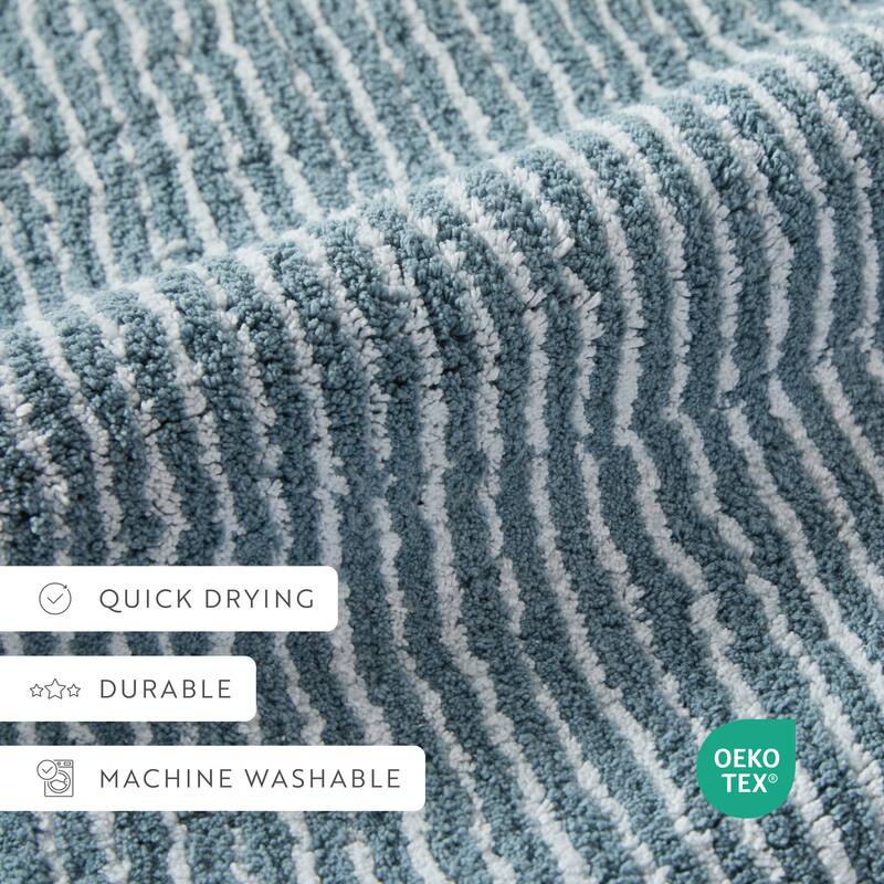 Becky Cameron 100% Cotton Pinstripe Patterned Bath Mat