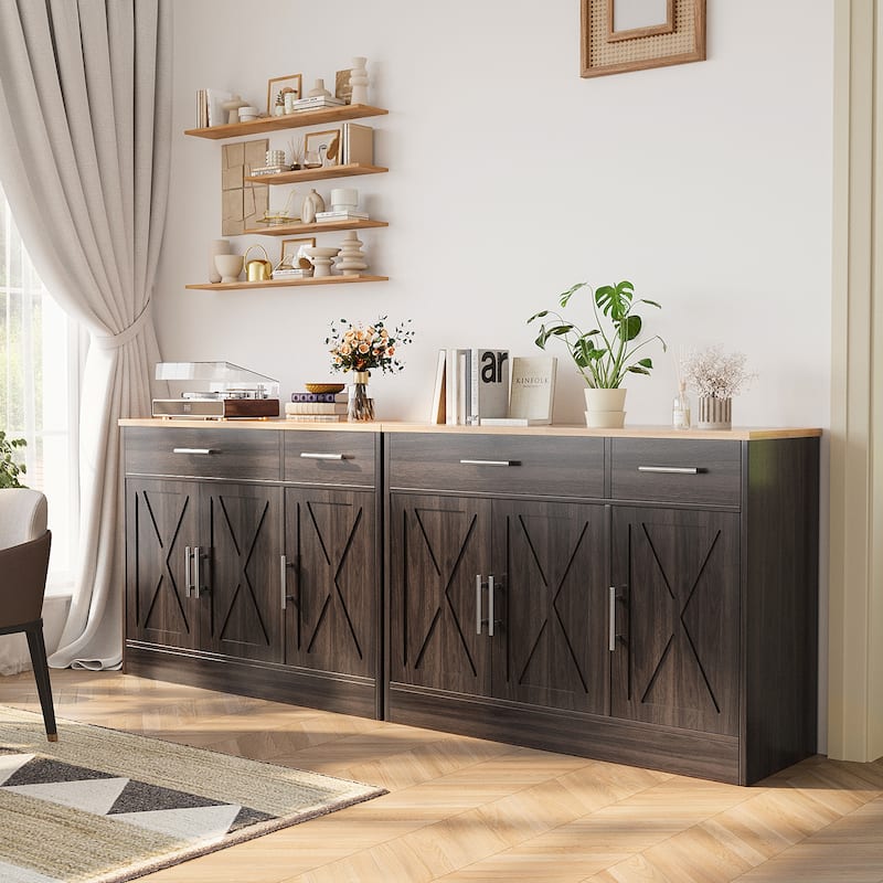 3-Door Buffet Sideboard Accent Cabinet - Multifunctional Organizer