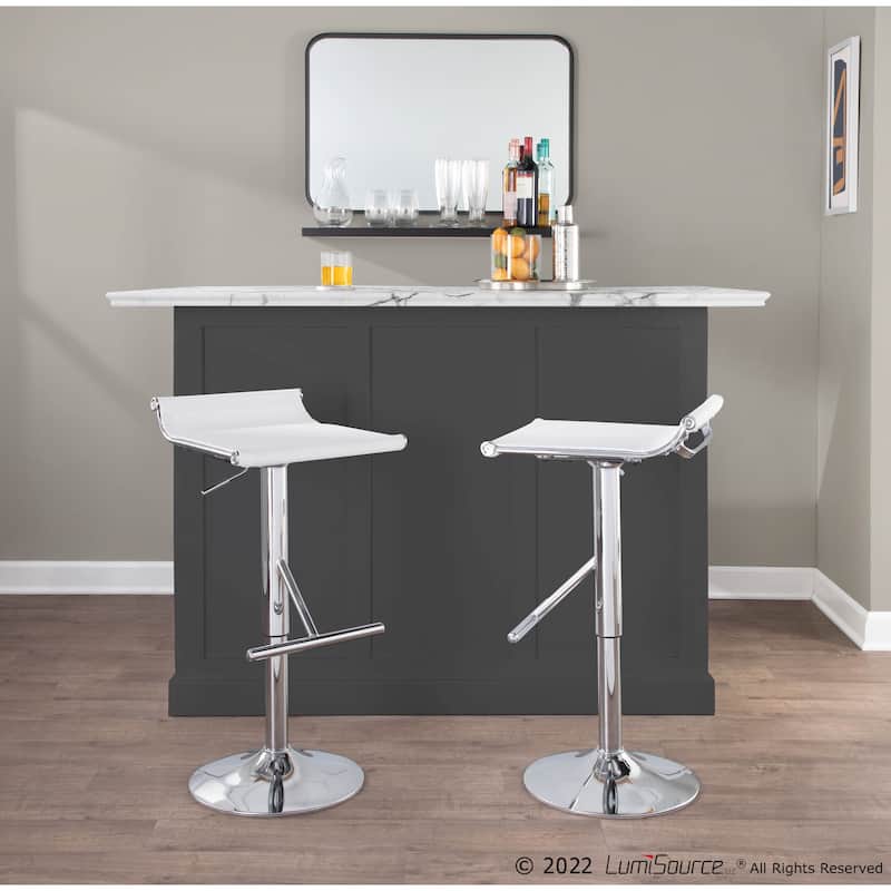 Lumisource Mirage Ale Adjustable Bar Stool in Chrome and Silver Mesh - 18"Lx16"Wx26.25-35"H