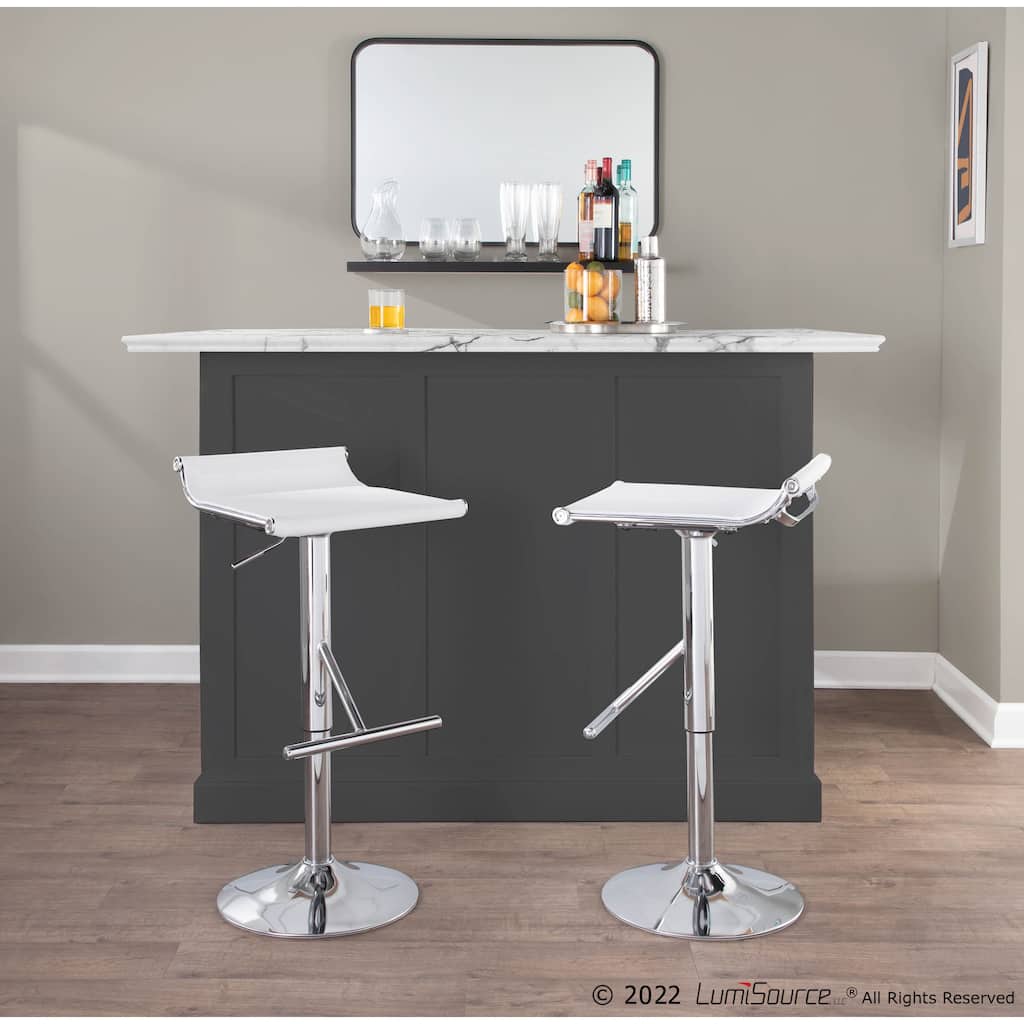 Lumisource Mirage Ale Adjustable Bar Stool in Chrome and Silver Mesh - 18"Lx16"Wx26.25-35"H