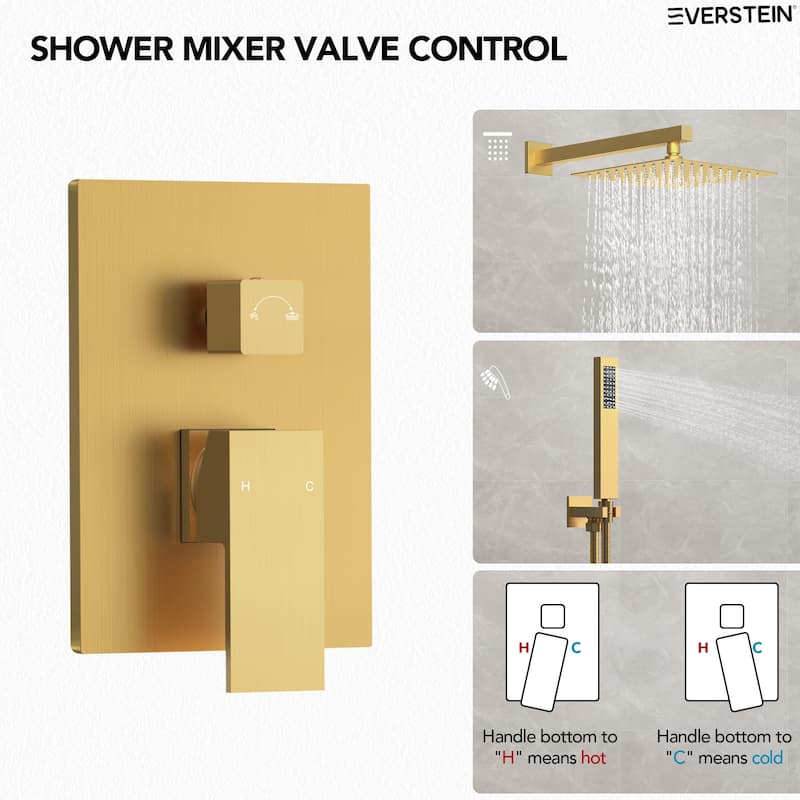 10" Rain Shower Head High Pressure Wall Mount Shower System, Bathroom Shower Faucet Set with Handheld Spray