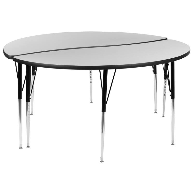 2 Piece 60" Circle Wave Flexible Grey Adjustable Activity Table Set