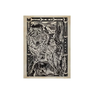 Linocut IV (Wolf) (30 x 40) Canvas Art Print