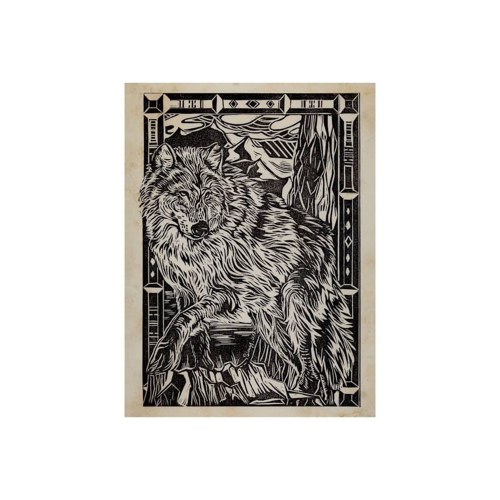 Linocut IV (Wolf) (30 x 40) Canvas Art Print