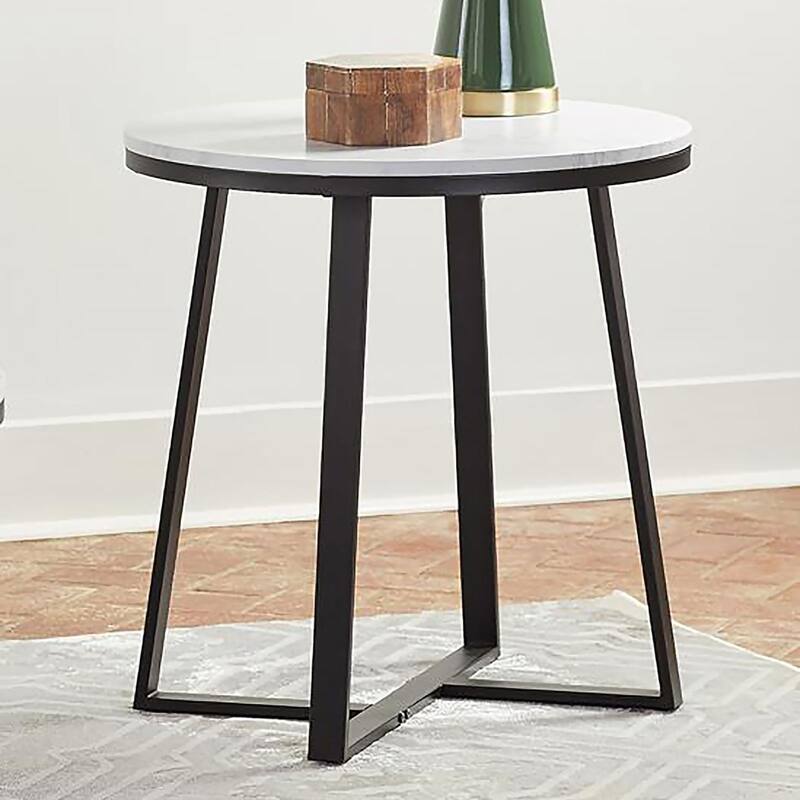 Faux Marble and Matte End Table