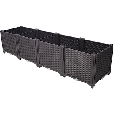 Deep Raised Garden Bed Plastic Planter Boxes for Vegetables Flowers Herbs and Succulents,Self-Watering Planter Box Raised Bed