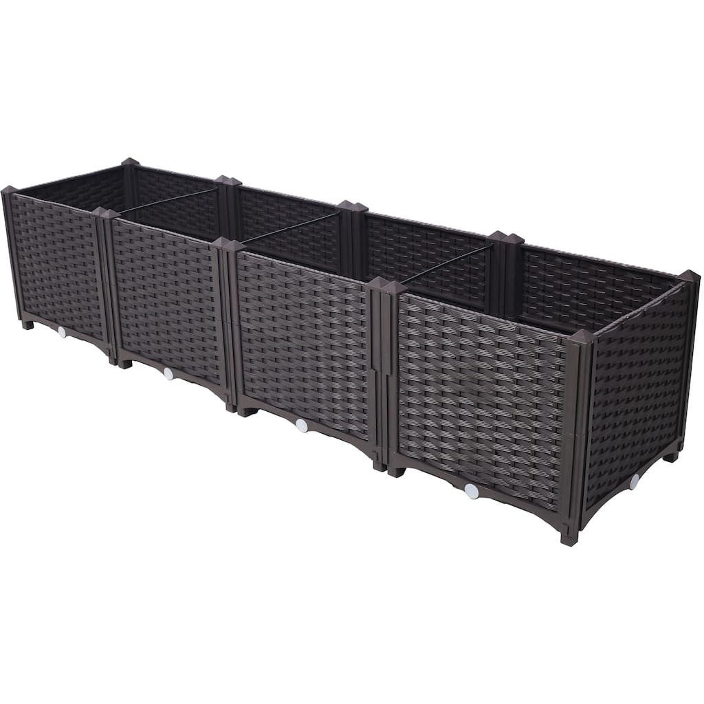 Deep Raised Garden Bed Plastic Planter Boxes for Vegetables Flowers Herbs and Succulents,Self-Watering Planter Box Raised Bed
