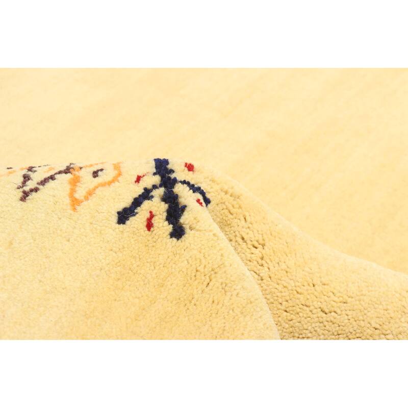 ECARPETGALLERY Hand Loomed Kashkuli Gabbeh Cream Wool Rug - 4'0 x 5'8