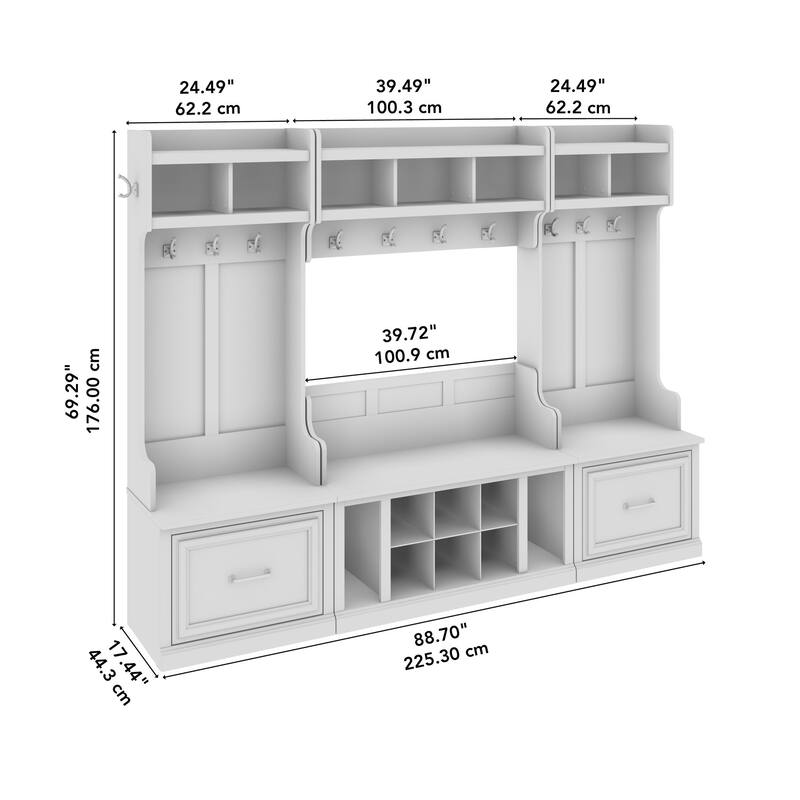 Woodland Full Entryway Storage Set with Coat Rack by Bush Furniture
