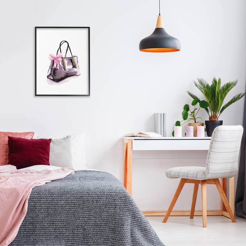 Stupell Luxe Purse with Ribbon Framed Giclee Art Design By Stella Chang
