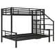 preview thumbnail 26 of 28, Twin Over Full Metal Bunk Bed with Storage Staircase & Wardrobe - 400LB Capacity