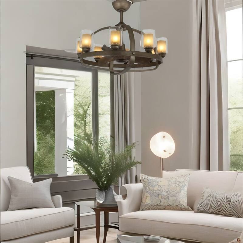 22 in. 32W LED Light Bulb Ceiling Fan with Double Glass Shade On Sale