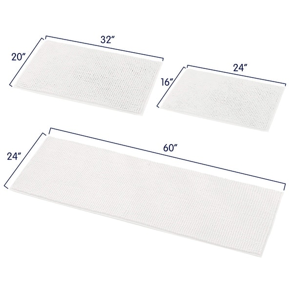 dimension image slide 13 of 14, Subrtex Chenille Soft Rugs Super Water Absorbing Shower Mats