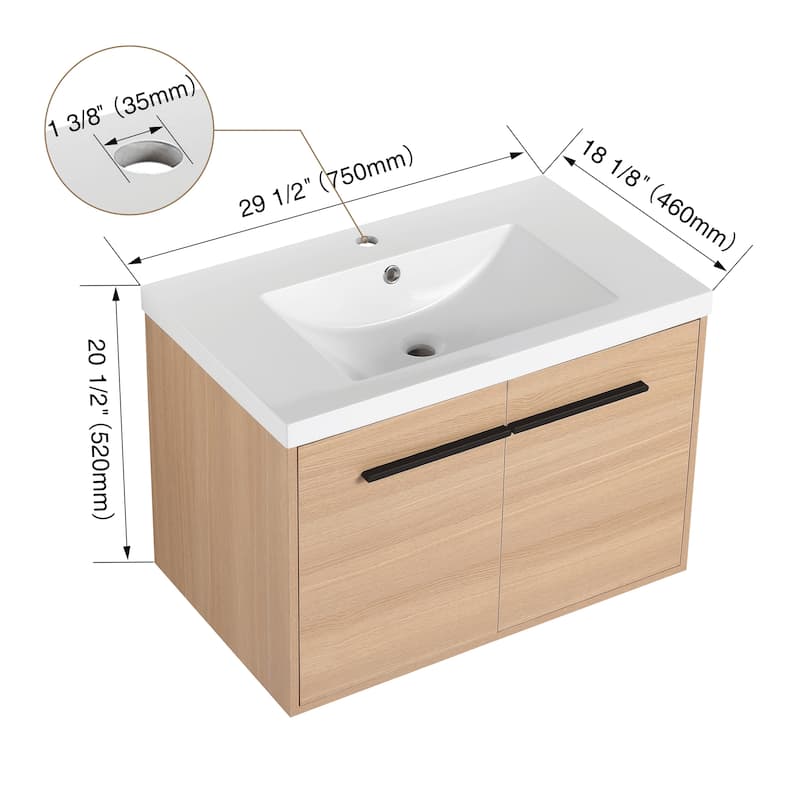 Bathroom Vanity with resin Countertop Sink