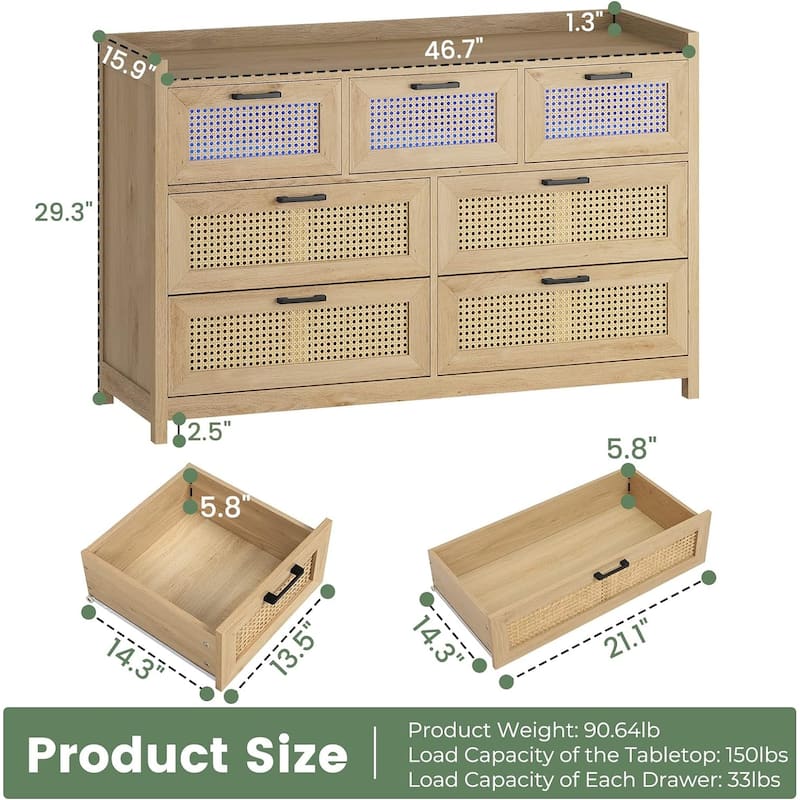 Rattan Dresser for Bedroom with Drawer Dressers & Chests of Drawers