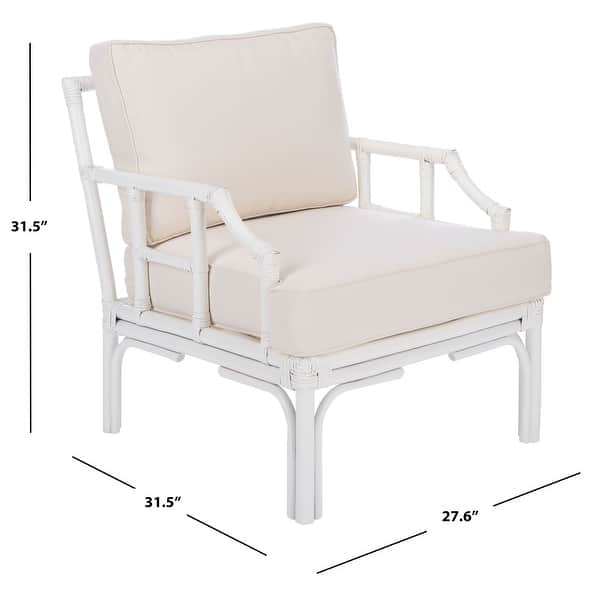 SAFAVIEH Kazumi Rattan Accent Chair with Cushion - 27.6" W x 31.5" L x 31.5" H