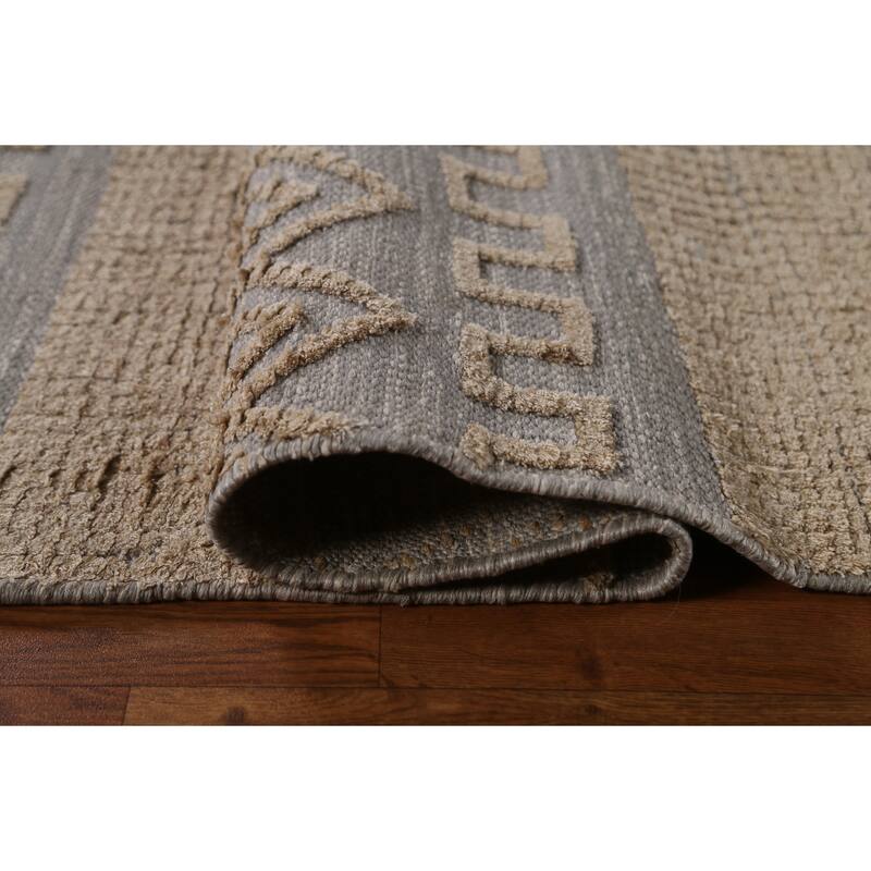 Hand Knotted Oriental 100% Wool Carpet Modern Tribal Greys & Charcoal Moroccan Area Rug - 9' 9'' X 8' 1''