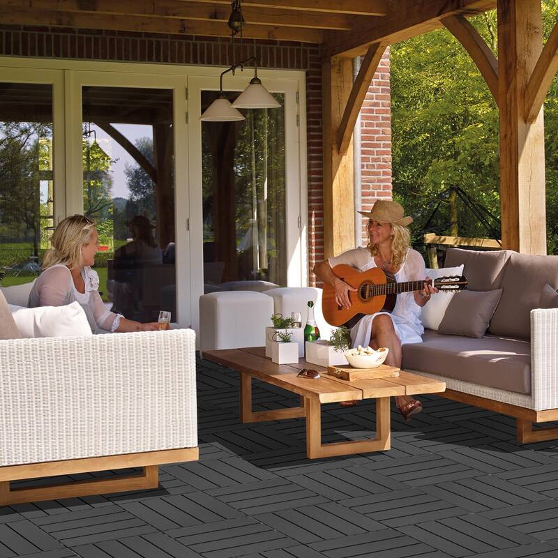 Plastic Interlocking Deck Tiles, 12.00"x12.00"(Pack of 44), Patio Flooring Outdoor Waterproof All Weather Use