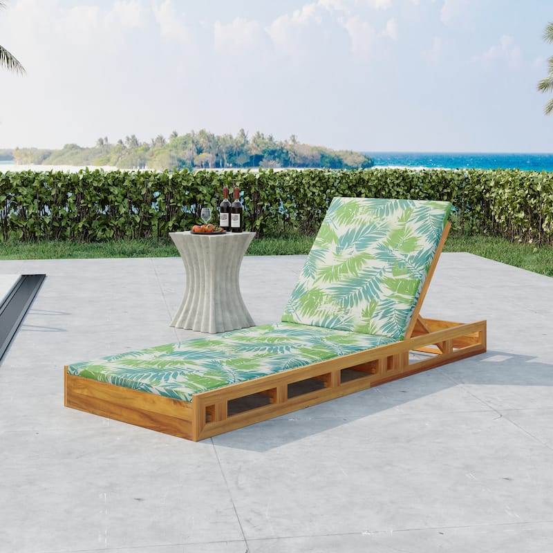 Outdoor Patio Chaise Lounge Chairs Adjustable Backrest Lounge Chairs with Water-repellent Cushions for Poolside Balcony Garden - 2" Green Leaf - 1pc