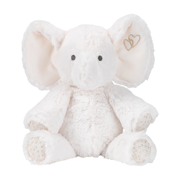 Lambs & Ivy Signature Jamboree White/Gold Plush Elephant Stuffed Animal - Marshmallow