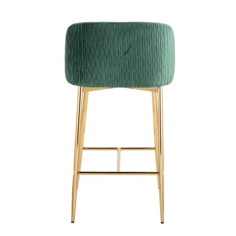 Lumisource Waves Counter Stool in Chrome and Silver Velvet - Set of 2 - 21"Lx19.75"Wx36"H