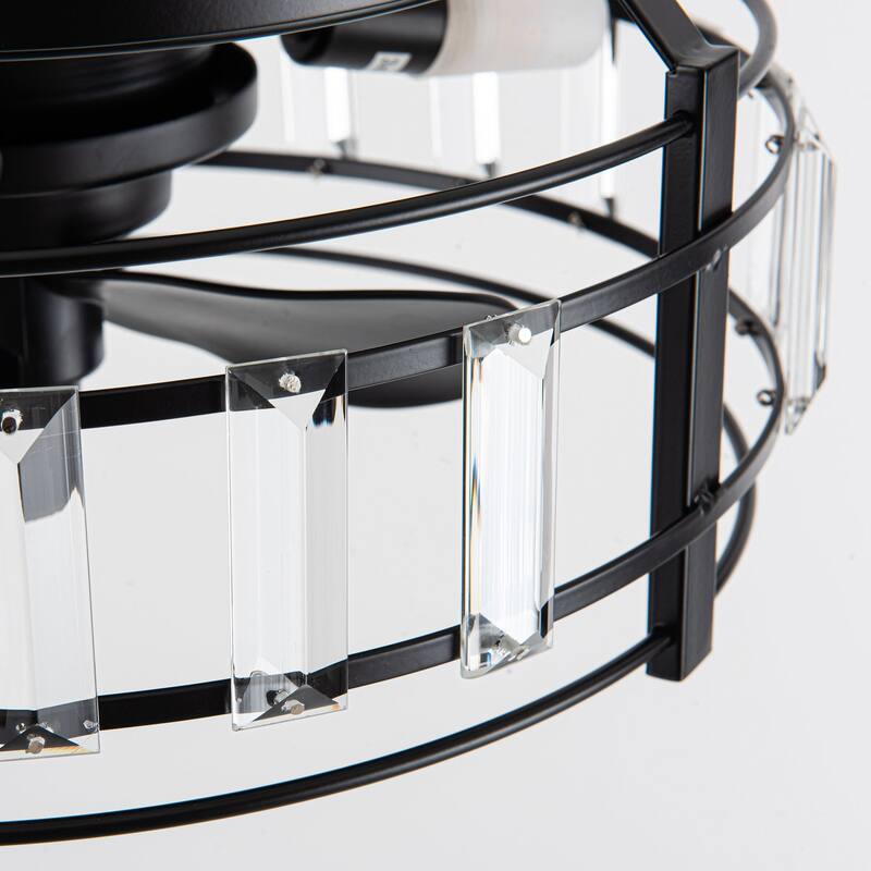 13" 3-Light 3-Blade Modern Crystal Ceiling Fan with Light
