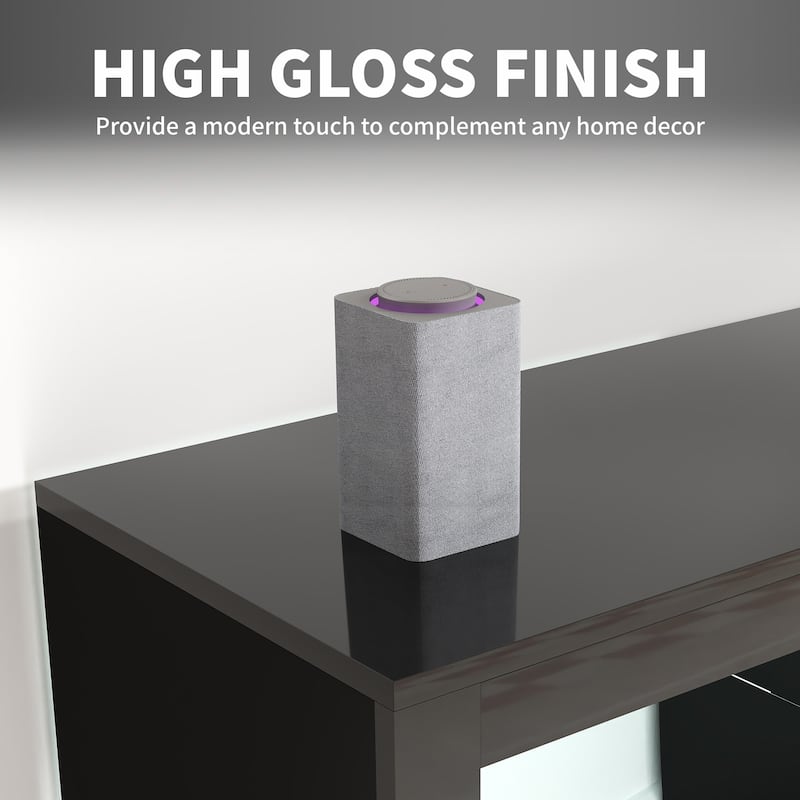 High Gloss TV Stand with RGB LED Lighting Remote Control USB Ports and Power Outlets for TVs up to 55 Inches
