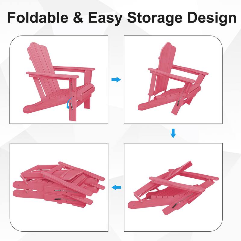 Plastic Folding Outdoor Patio Adirondack Chair With Slat Seat