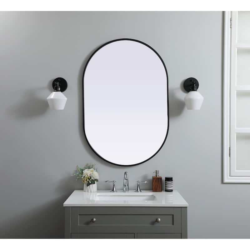 Indigo Home Metal Frame Oval Mirror 27x40 Inch
