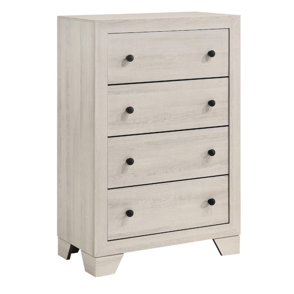 Cuzzy Tall Dresser Chest with 4 Drawers, Natural White Wood