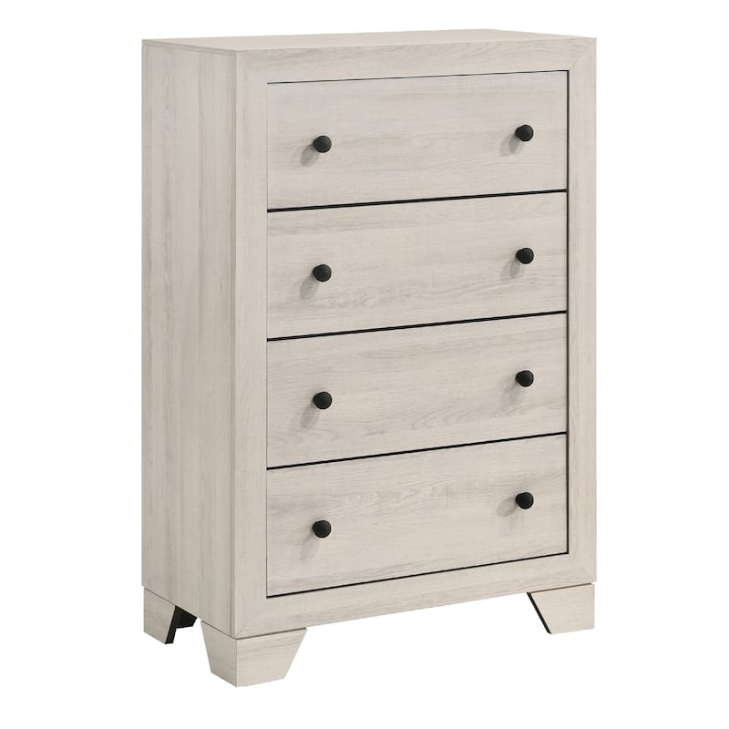 Cuzzy Tall Dresser Chest with 4 Drawers, Natural White Wood