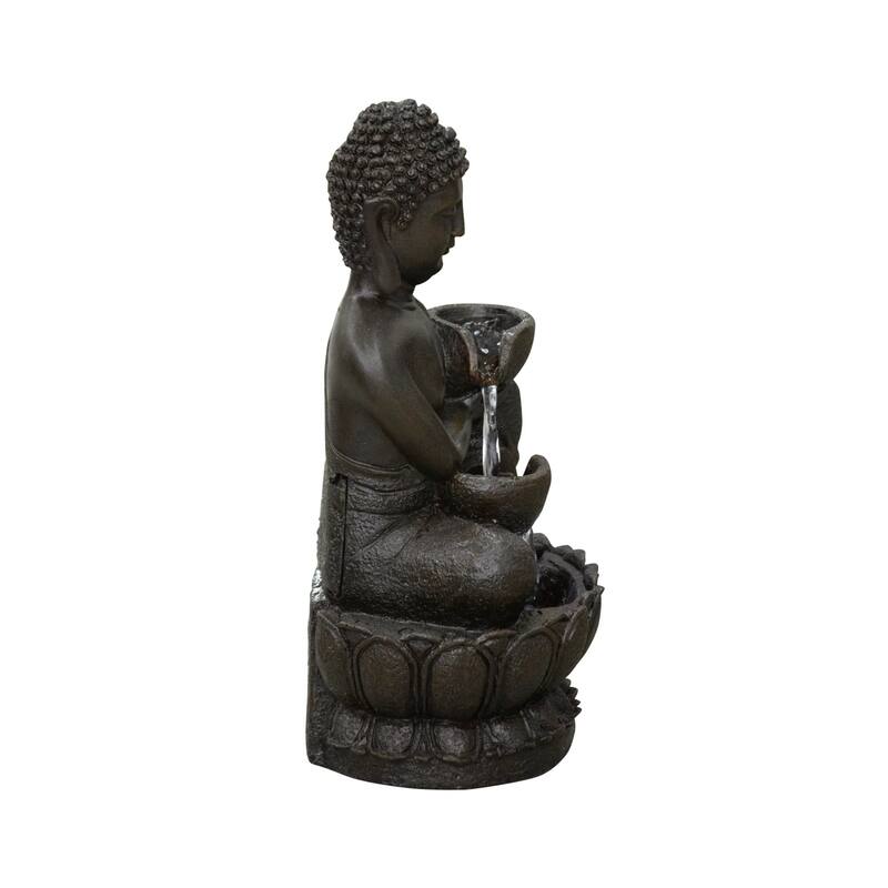 LED Lighted Sitting Buddha Water Fountain - 13.75"