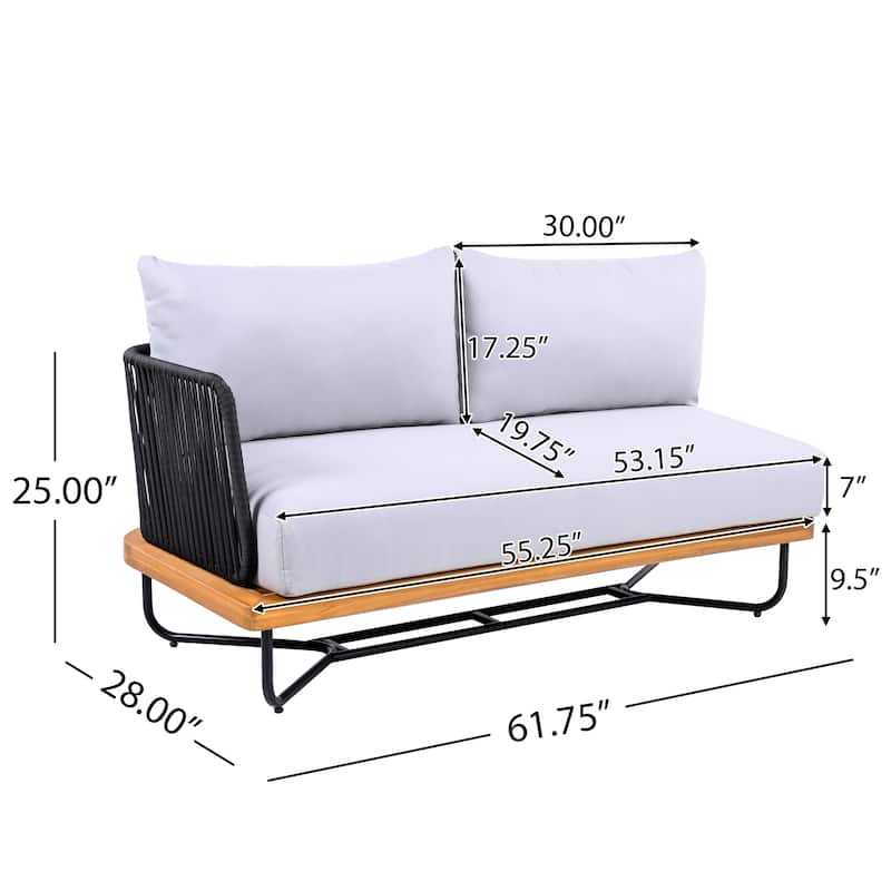 Christopher Knight Home - Evelyn Patio Outdoor Acacia Wood Rope Sofa Set