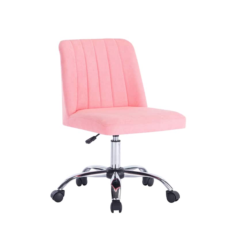 Porthos Home Nisa Fabric Armless Office Chair with Chrome Base - Pink