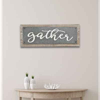 Brown Metal Gather Wall Sign
