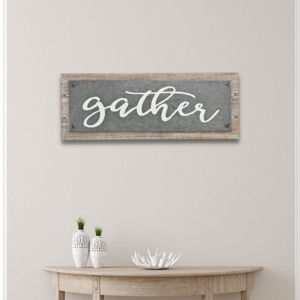 Brown Metal Gather Wall Sign