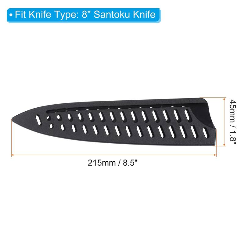 2Pcs PP Kitchen Knife Sheath Cover Sleeves Portable for 8" Chef Knife, Black - Black