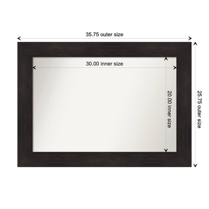 Furniture Espresso Framed Non-Beveled Custom Wall Mirror, Bathroom Vanity Mirror - Outer Size: 35.75 x 25.75