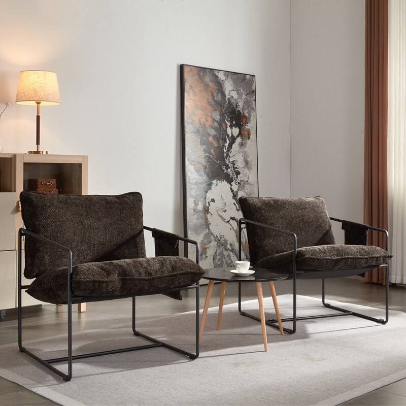 2 PCS Hanging Accent Chair,Lazy Sofa Chair wArm Pocket - Dark Gray+Black
