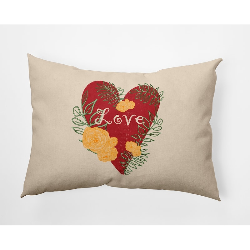 Love And Roses Valentines Day Decorative Throw Pillow - 14" x 20" - Buddah
