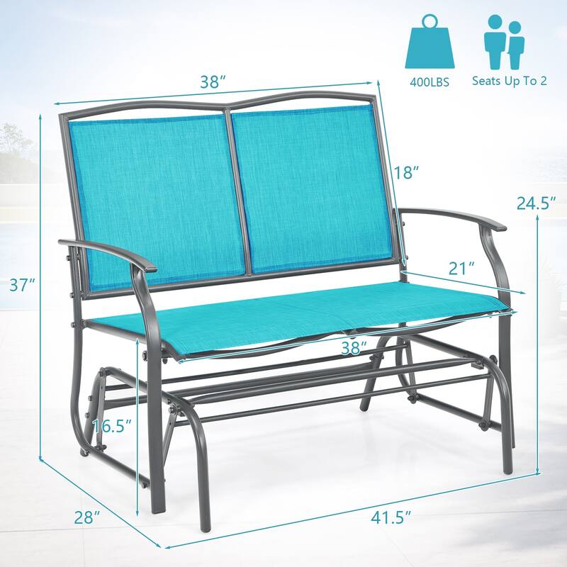 Gymax Patio Glider Rocking Bench Double 2 Person Chair Loveseat Garden