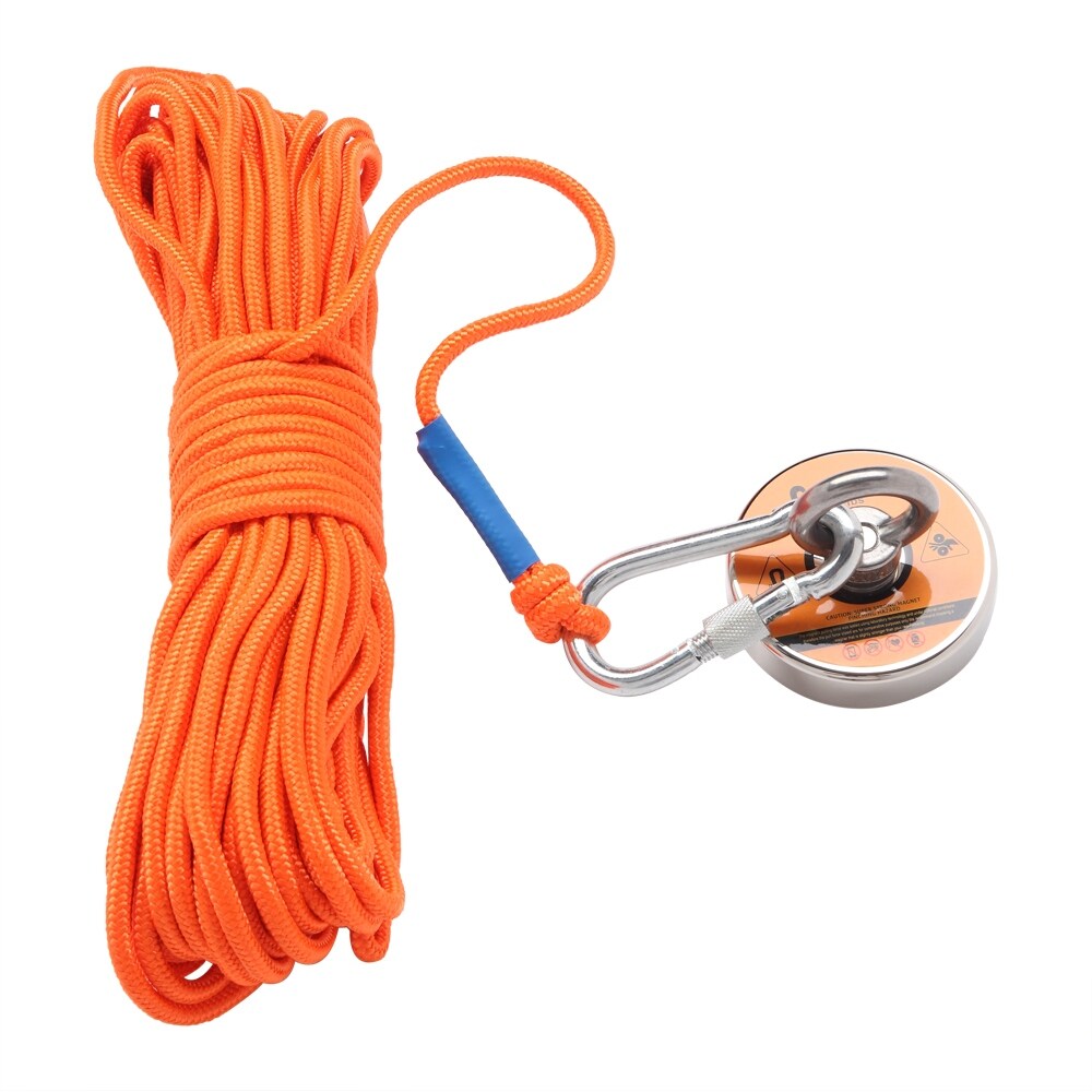 NEW 600lbs Double Sided Fishing Magnet Kit With Gloves 32ft Rope & Carabiner BOX 