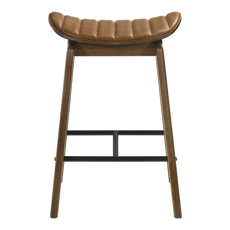 Furniture of America Nallin Mid-Century Modern 5-Piece Walnut Wood Counter Height Dining Table Set